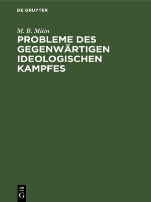 cover image of Probleme des gegenwärtigen ideologischen Kampfes